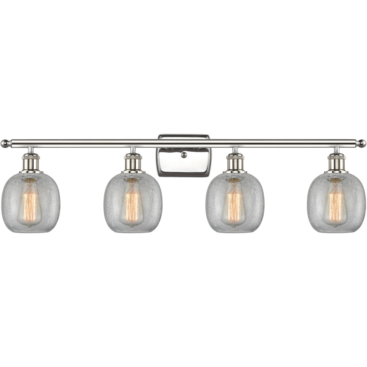 Innovations Lighting 516-4W-PN-G105-LED Ballston Belfast LED 36 inch Polished Nickel Bath Vanity Light Wall Light in Clear Crackle Glass, Ballston