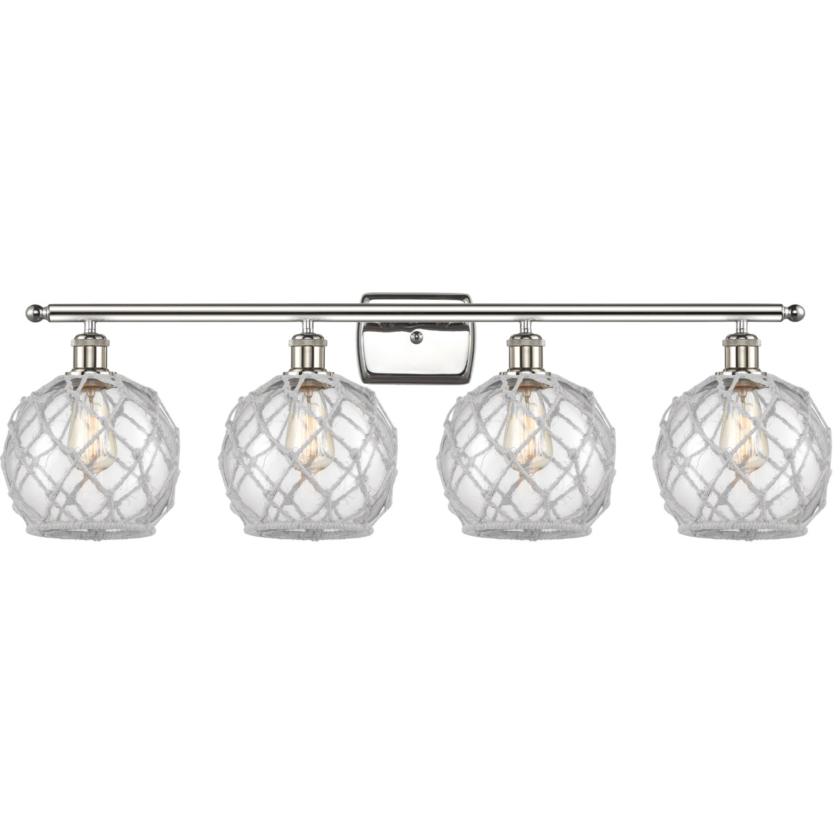 Innovations Lighting 516-4W-PN-G122-8RW-LED Ballston Farmhouse Rope LED 36 inch Polished Nickel Bath Vanity Light Wall Light in Clear Glass with White
