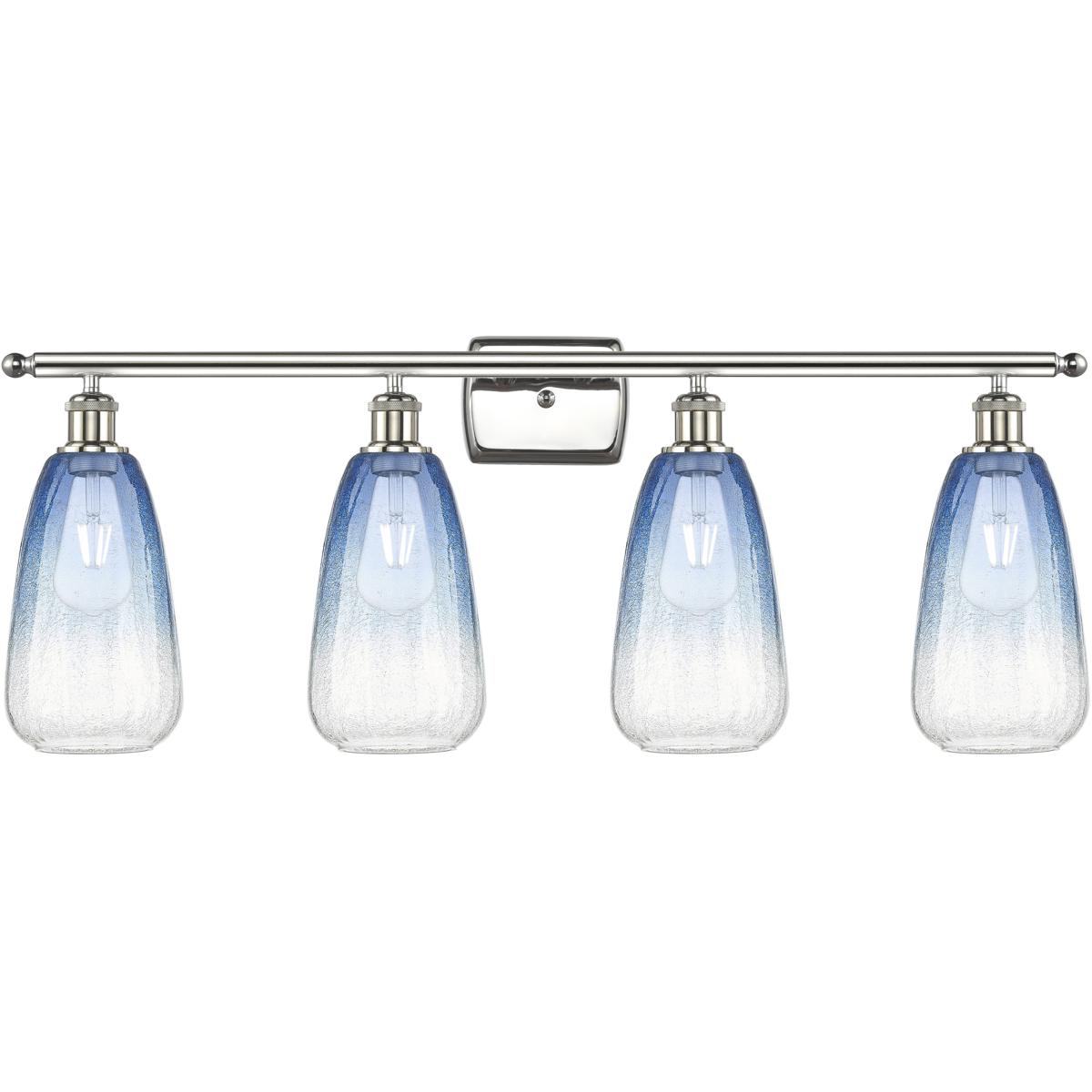 Innovations Lighting 516-4W-PN-G480-6SB Ballston Brookhaven Almond 4 Light 36 inch Polished Nickel Bath Vanity Light Wall Light in Sapphire Blue Glass
