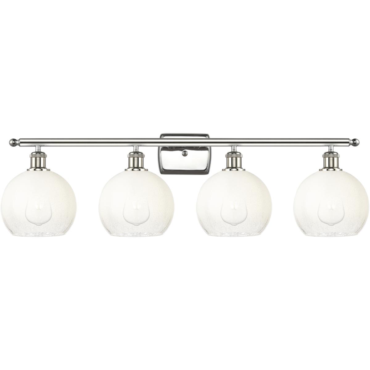 Innovations Lighting 516-4W-PN-G483-8OP Ballston Brookhaven Globe 4 Light 38 inch Polished Nickel Bath Vanity Light Wall Light in Opal Glass
