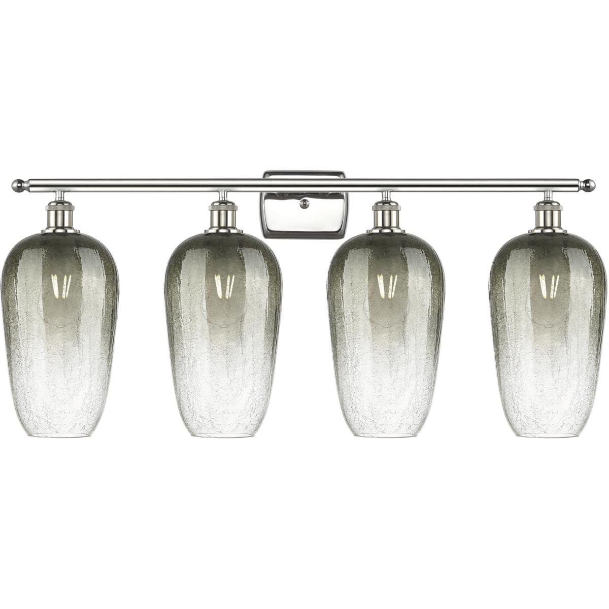 Innovations Lighting 516-4W-PN-G484-7SL Ballston Brookhaven Flute 4 Light 37 inch Polished Nickel Bath Vanity Light Wall Light in Slate Glass