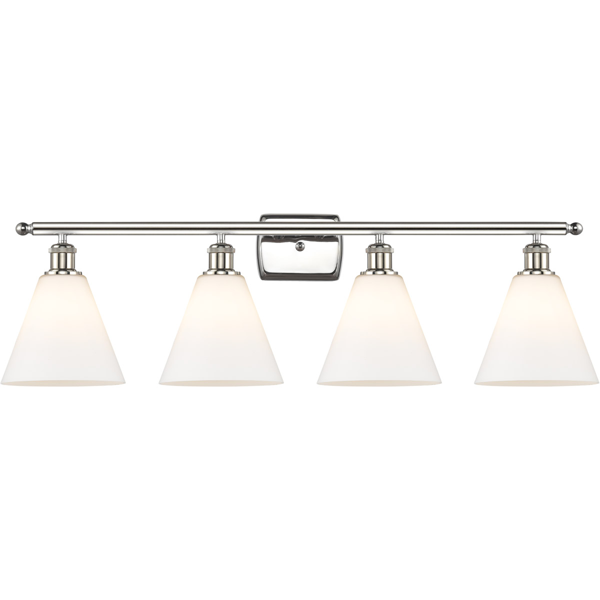 Innovations Lighting 516-4W-PN-GBC-81 Ballston Ballston Cone 4 Light 38 inch Polished Nickel Bath Vanity Light Wall Light in Matte White Glass