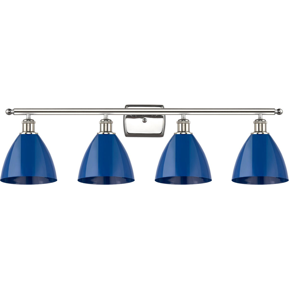 Innovations Lighting 516-4W-PN-MBD-75-BL-LED Ballston Plymouth Dome LED 37.5 inch Polished Nickel Bath Vanity Light Wall Light in Matte Blue