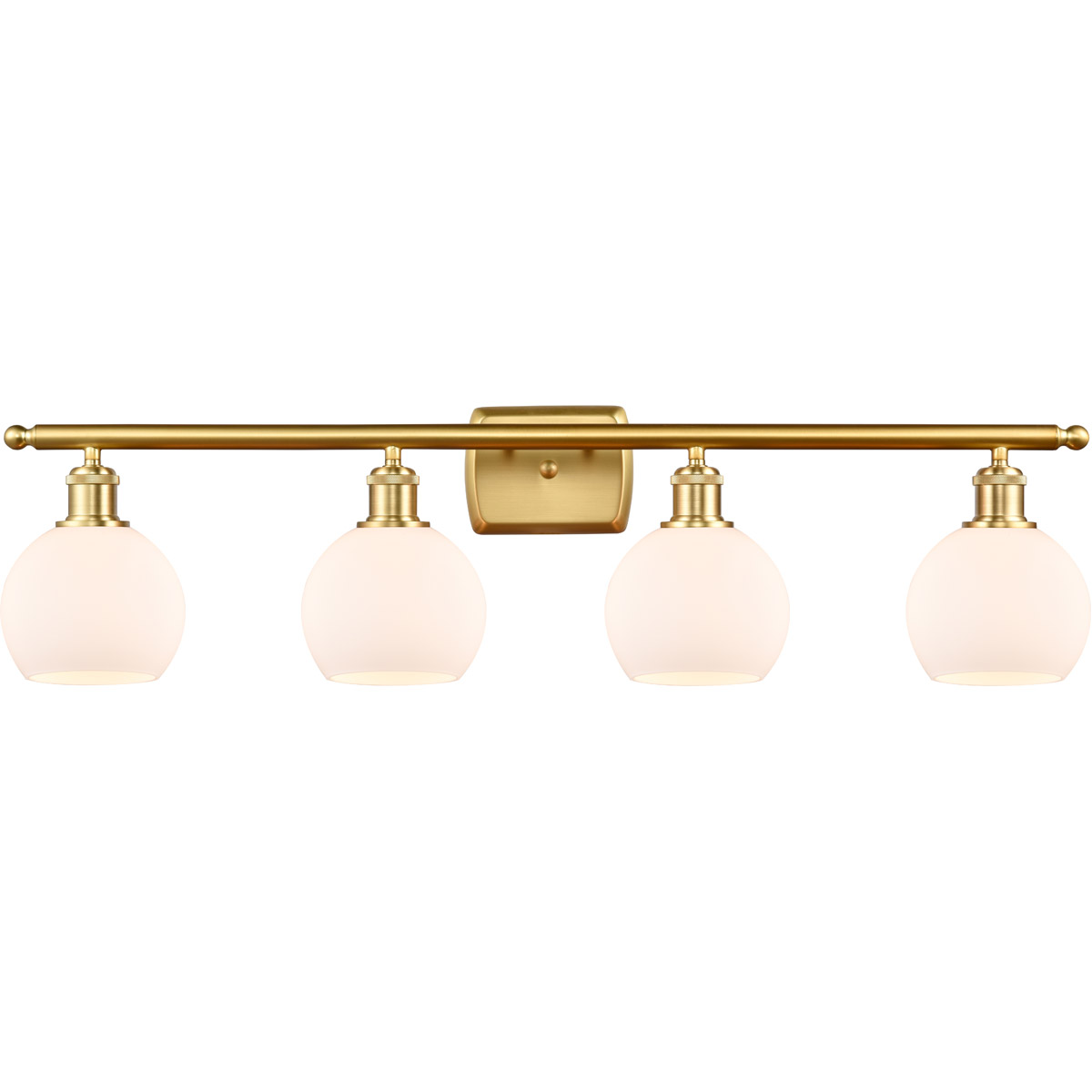 Innovations Lighting 516-4W-SG-G121-6 Ballston Athens 4 Light 36 inch Satin Gold Bath Vanity Light Wall Light in Matte White Glass