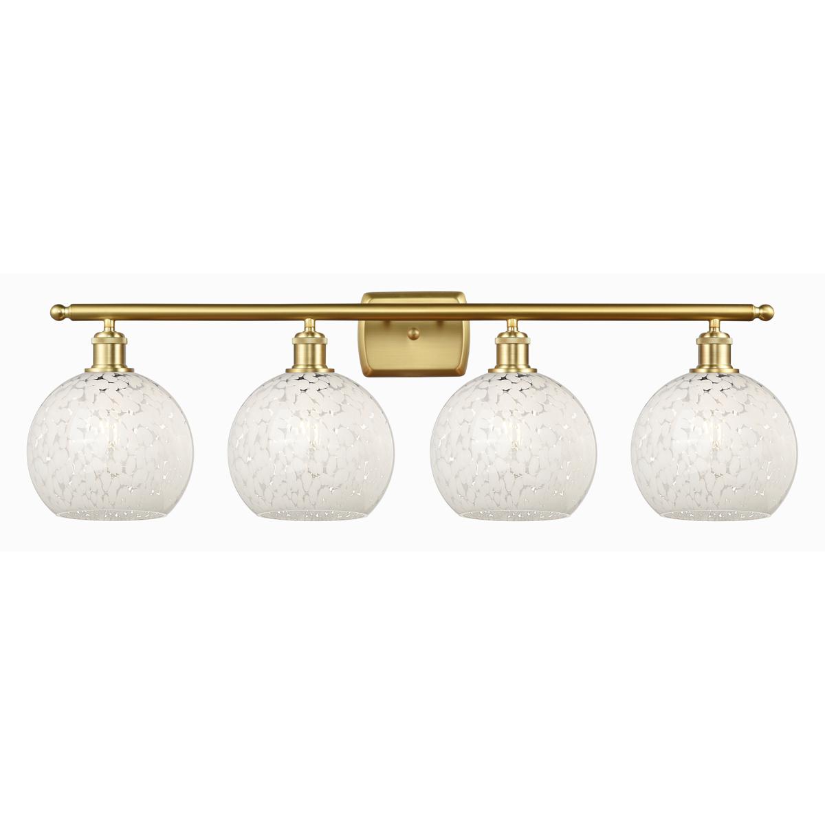 Innovations Lighting White Mouchette 38 Inch 4 Light Bath Vanity Light White Mouchette - 516-4W-SG-G1216-8WM - Modern Contemporary