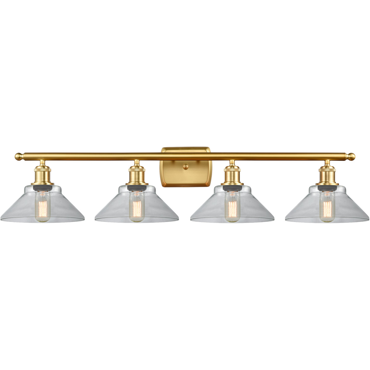 Innovations Lighting 516-4W-SG-G132-LED Ballston Orwell LED 36 inch Satin Gold Bath Vanity Light Wall Light in Clear Glass, Ballston