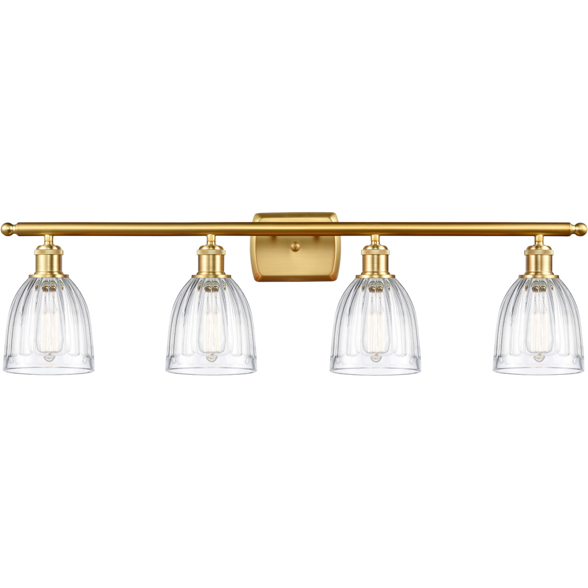 Innovations Lighting 516-4W-SG-G442-LED Ballston Brookfield LED 36 inch Satin Gold Bath Vanity Light Wall Light in Clear Glass, Ballston