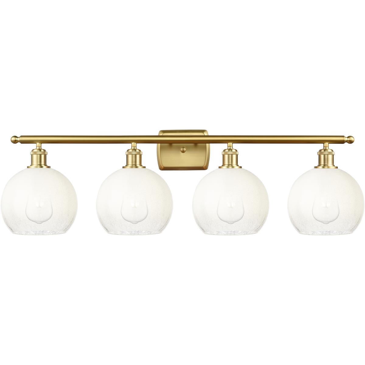 Innovations Lighting 516-4W-SG-G483-8OP Ballston Brookhaven Globe 4 Light 38 inch Satin Gold Bath Vanity Light Wall Light in Opal Glass