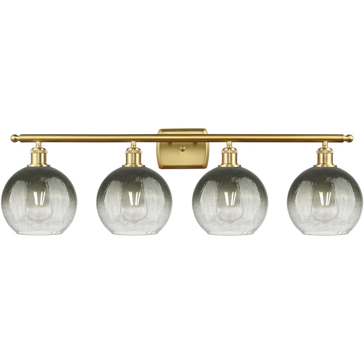 Innovations Lighting 516-4W-SG-G483-8SL Ballston Brookhaven Globe 4 Light 38 inch Satin Gold Bath Vanity Light Wall Light in Slate Glass