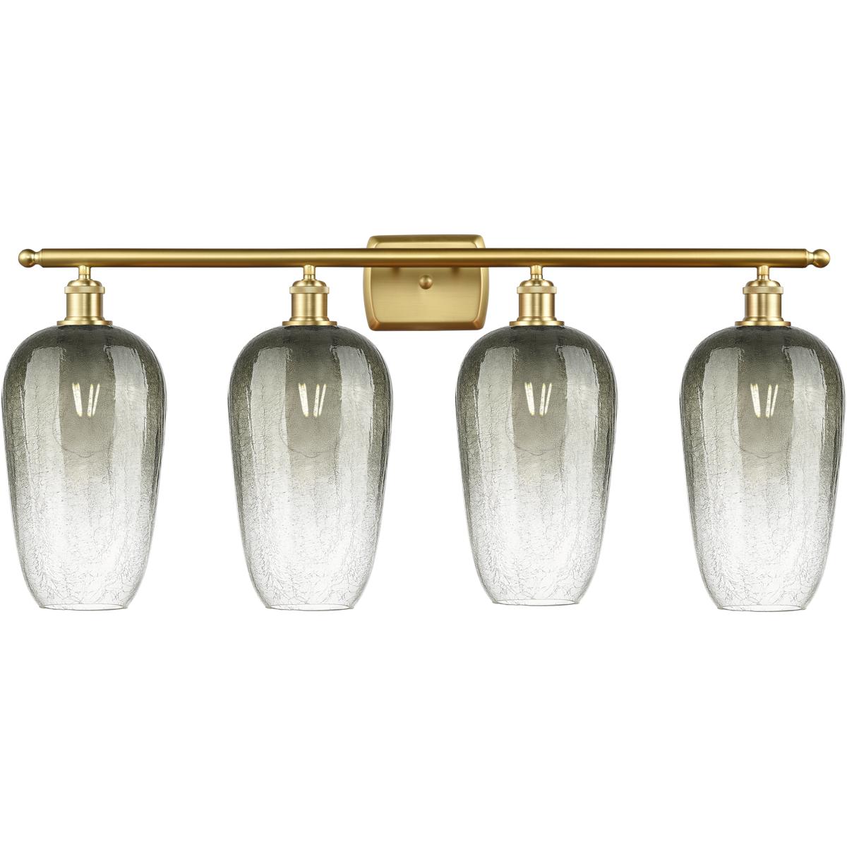 Innovations Lighting 516-4W-SG-G484-7SL Ballston Brookhaven Flute 4 Light 37 inch Satin Gold Bath Vanity Light Wall Light in Slate Glass