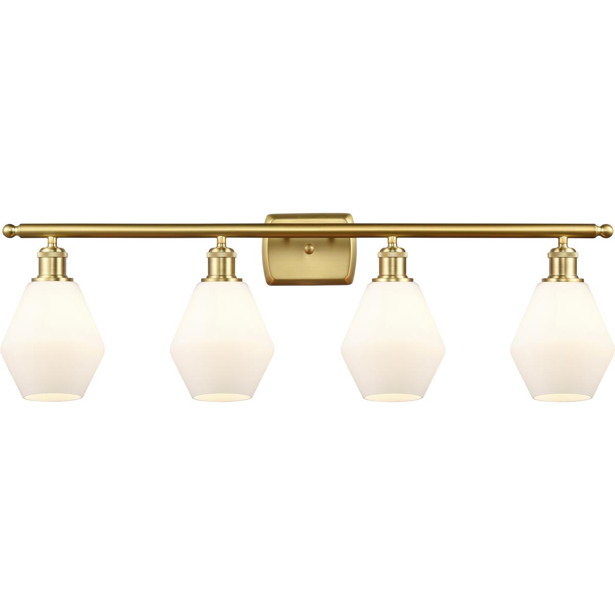 Innovations Lighting 516-4W-SG-G651-6 Ballston Cindyrella 4 Light 36 inch Satin Gold Bath Vanity Light Wall Light in Incandescent, Matte White Glass