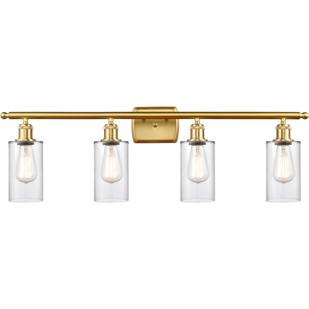 Innovations Lighting 516-4W-SG-G802-LED Ballston Clymer LED 36 inch Satin Gold Bath Vanity Light Wall Light in Clear Glass, Ballston