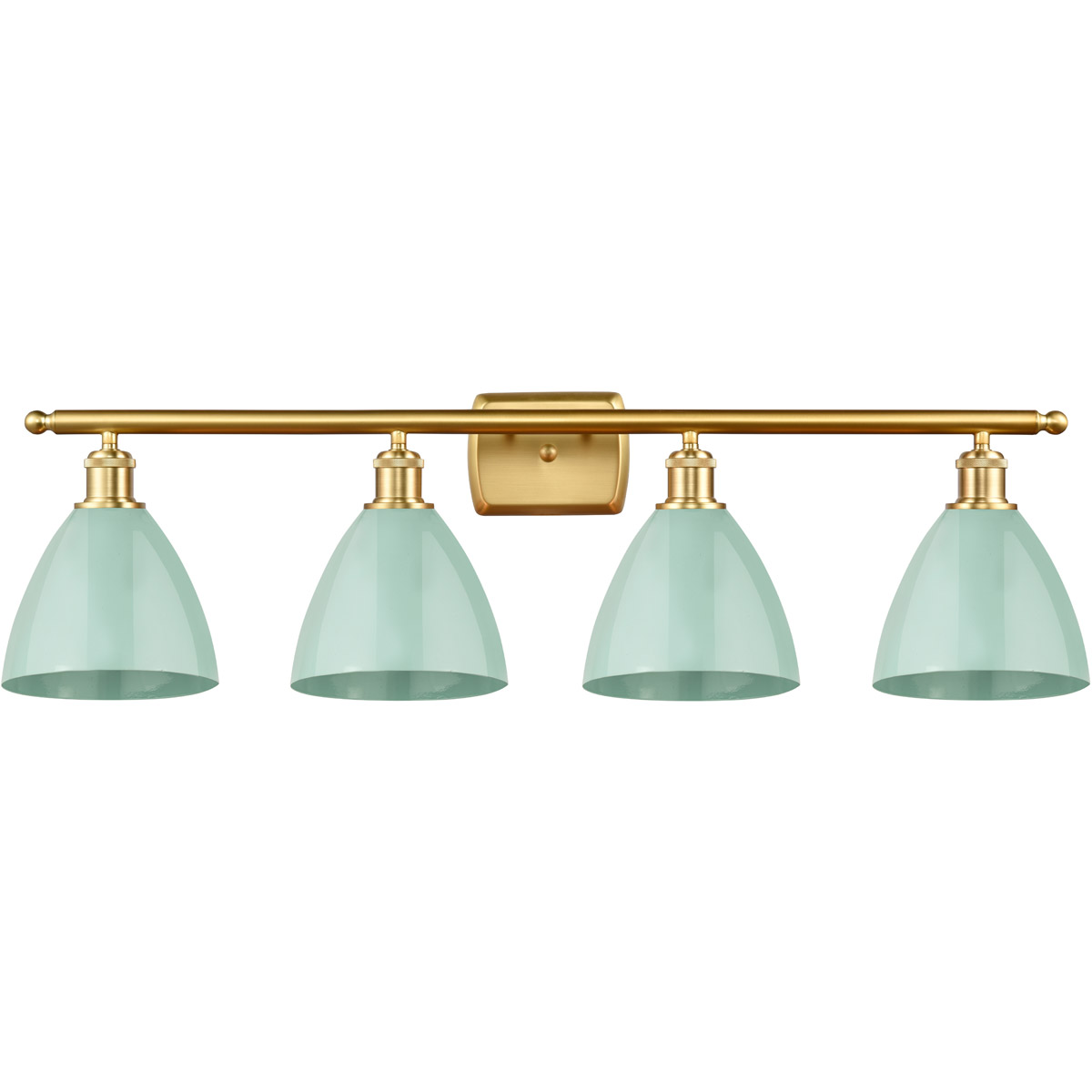 Innovations Lighting 516-4W-SG-MBD-75-SF Ballston Plymouth Dome 4 Light 38 inch Satin Gold Bath Vanity Light Wall Light in Matte Seafoam