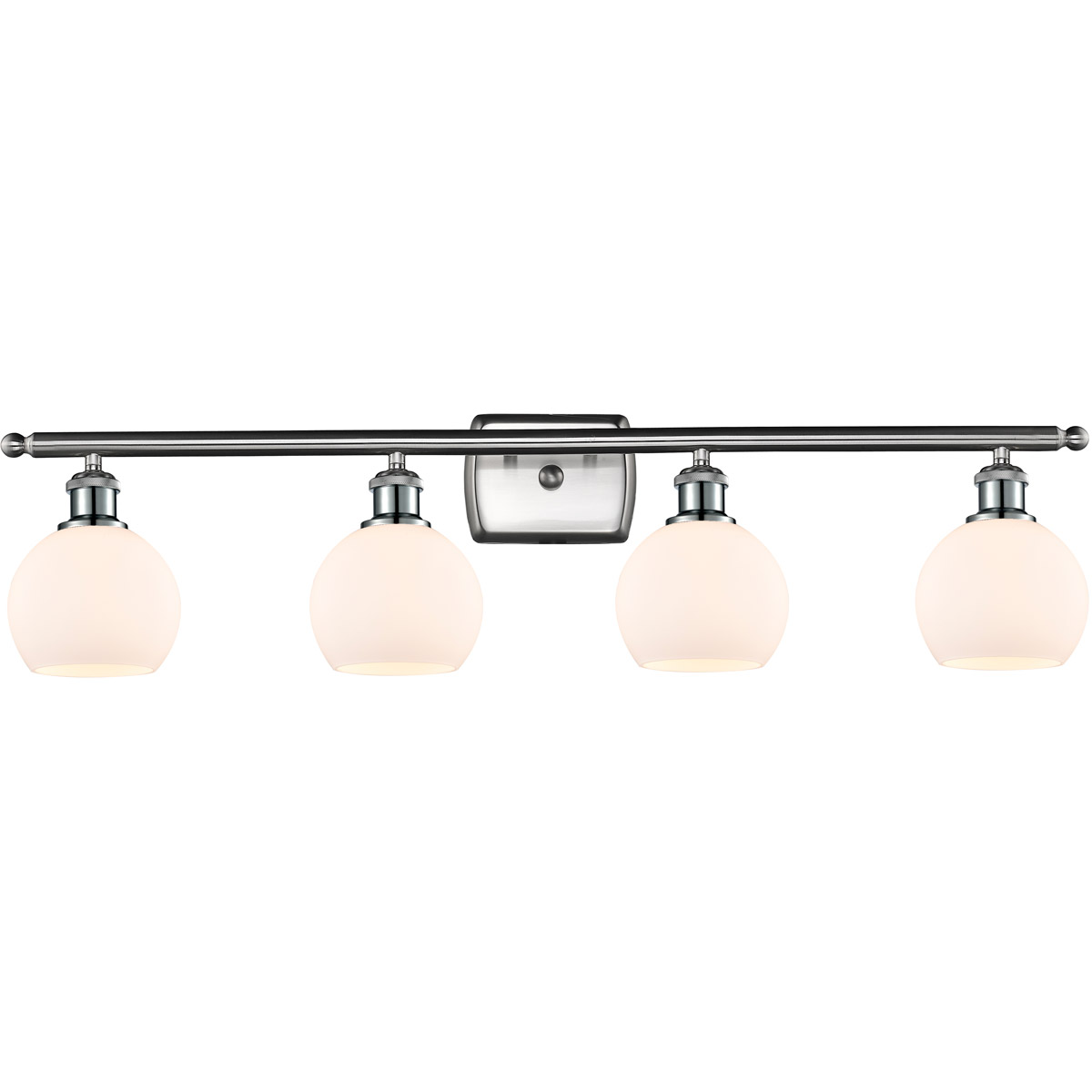 Innovations Lighting 516-4W-SN-G121-6 Ballston Athens 4 Light 36 inch Brushed Satin Nickel Bath Vanity Light Wall Light in Matte White Glass