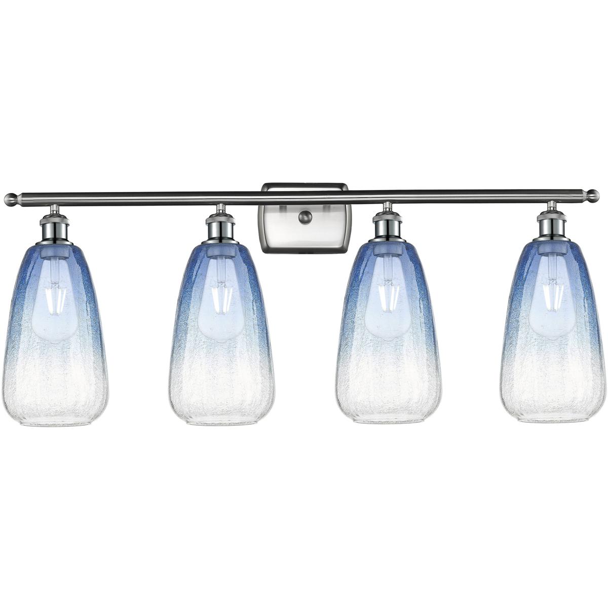 Innovations Lighting 516-4W-SN-G480-6SB Ballston Brookhaven Almond 4 Light 36 inch Brushed Satin Nickel Bath Vanity Light Wall Light in Sapphire Blue