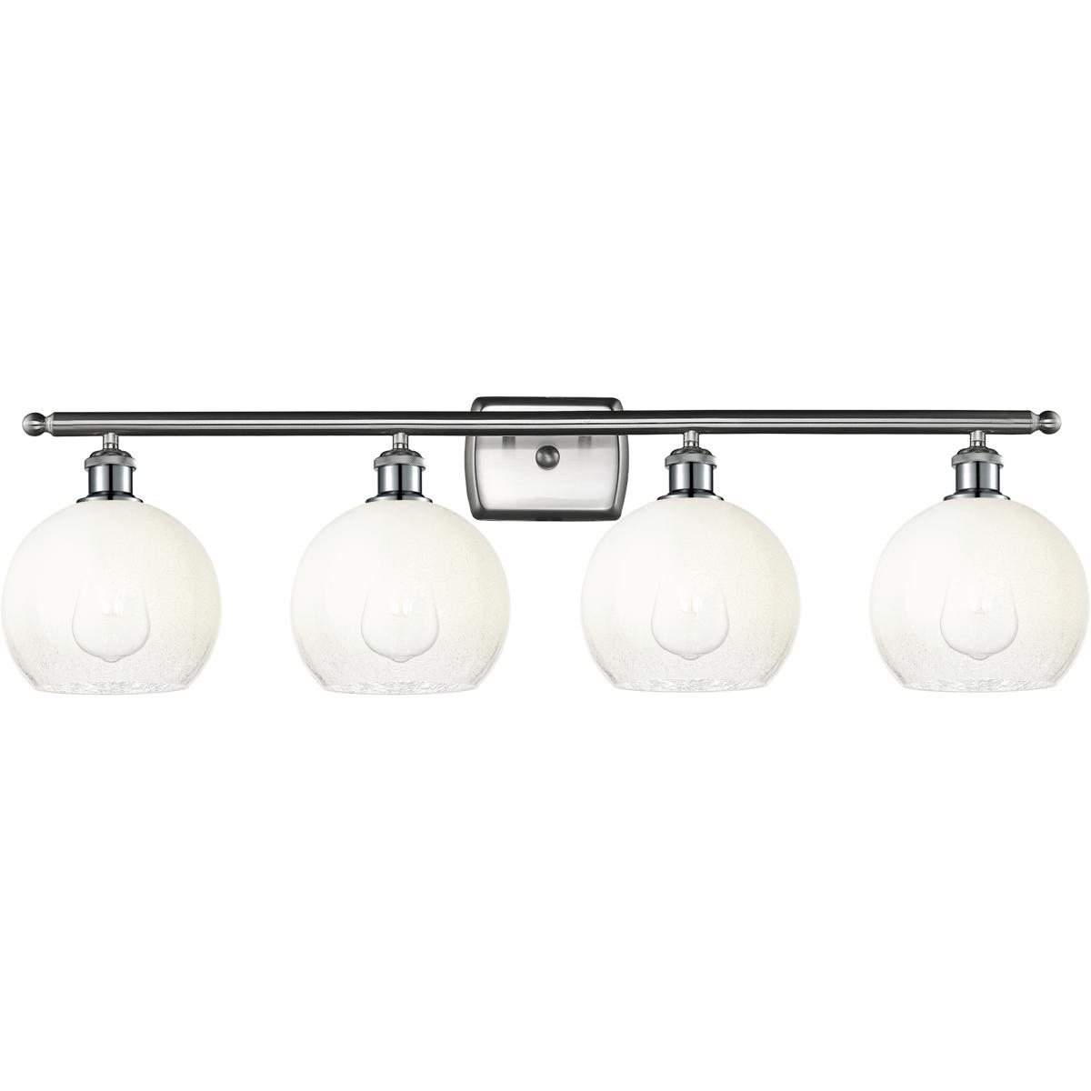 Innovations Lighting 516-4W-SN-G483-8OP Ballston Brookhaven Globe 4 Light 38 inch Brushed Satin Nickel Bath Vanity Light Wall Light in Opal Glass