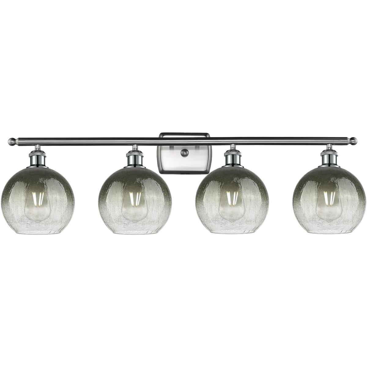 Innovations Lighting 516-4W-SN-G483-8SL Ballston Brookhaven Globe 4 Light 38 inch Brushed Satin Nickel Bath Vanity Light Wall Light in Slate Glass