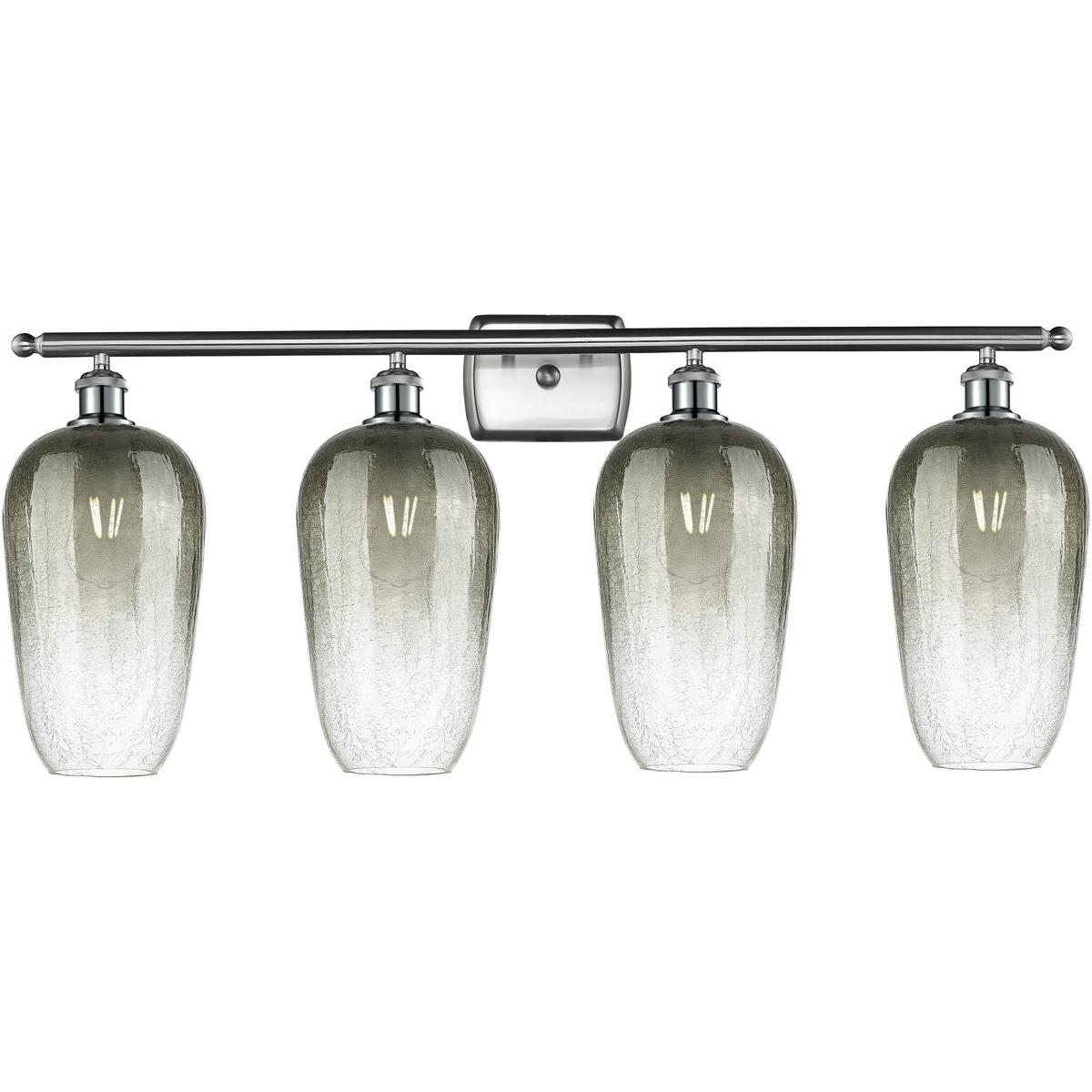 Innovations Lighting 516-4W-SN-G484-7SL Ballston Brookhaven Flute 4 Light 37 inch Brushed Satin Nickel Bath Vanity Light Wall Light in Slate Glass