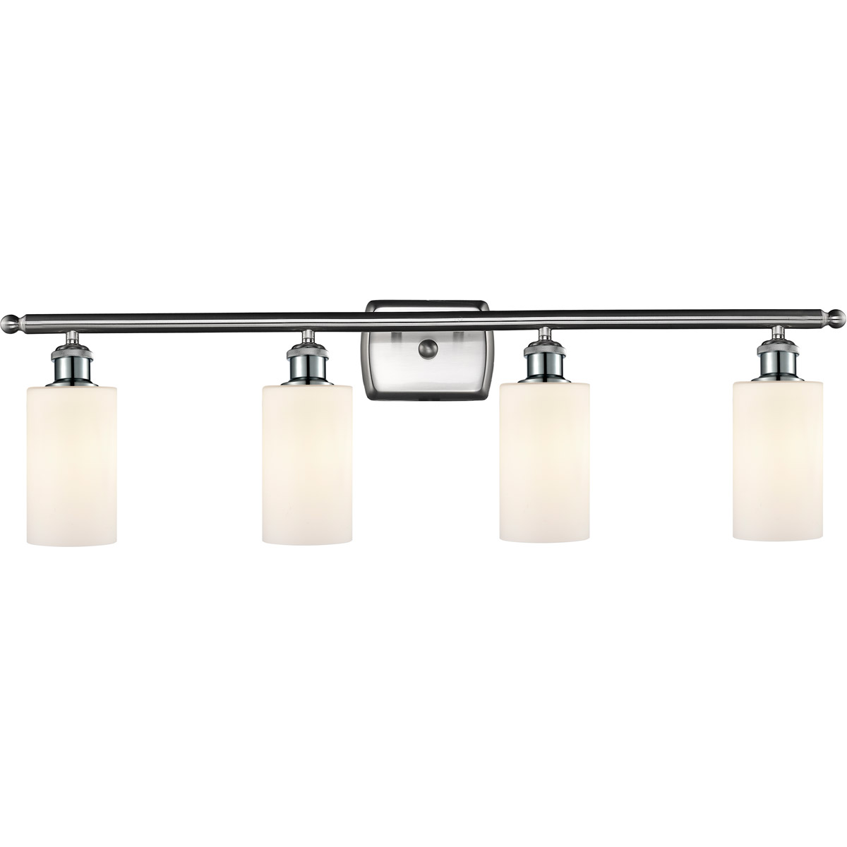 Innovations Lighting 516-4W-SN-G801 Ballston Clymer 4 Light 36 inch Brushed Satin Nickel Bath Vanity Light Wall Light in Matte White Glass, Ballston