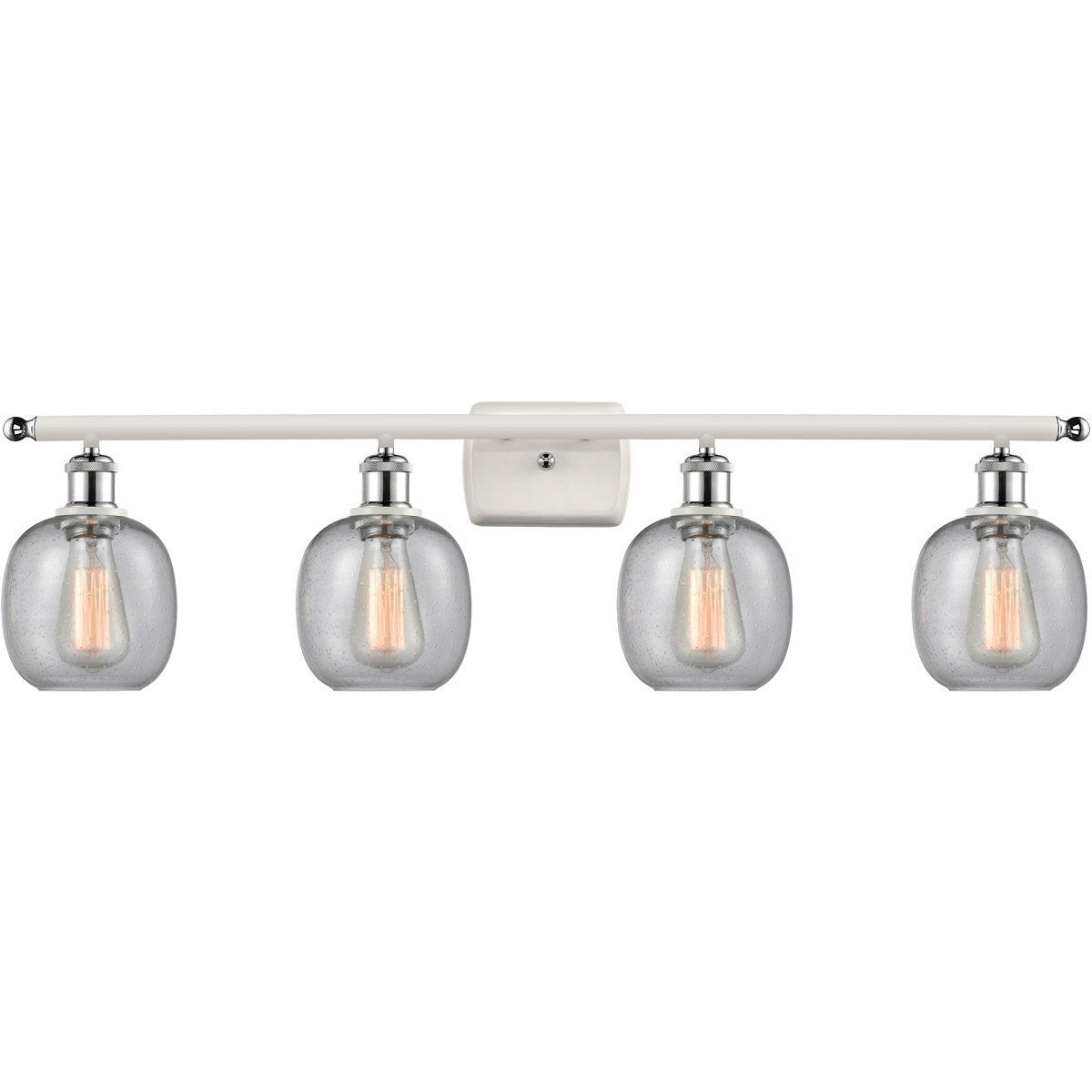 Innovations Lighting 516-4W-WPC-G104-LED Ballston Belfast LED 36 inch White and Polished Chrome Bath Vanity Light Wall Light in Seedy Glass, Ballston