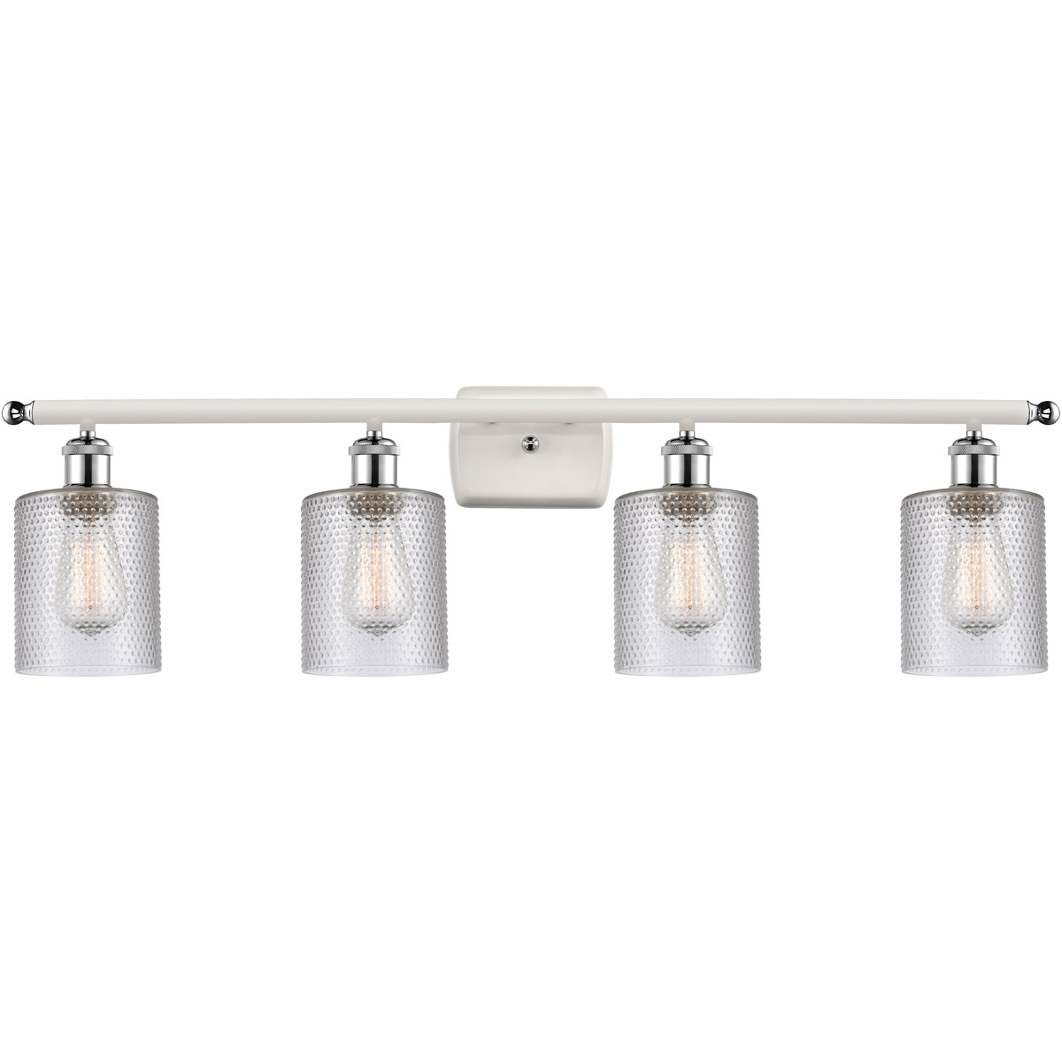 Innovations Lighting 516-4W-WPC-G112-LED Ballston Cobbleskill LED 36 inch White and Polished Chrome Bath Vanity Light Wall Light in Clear Glass, Balls