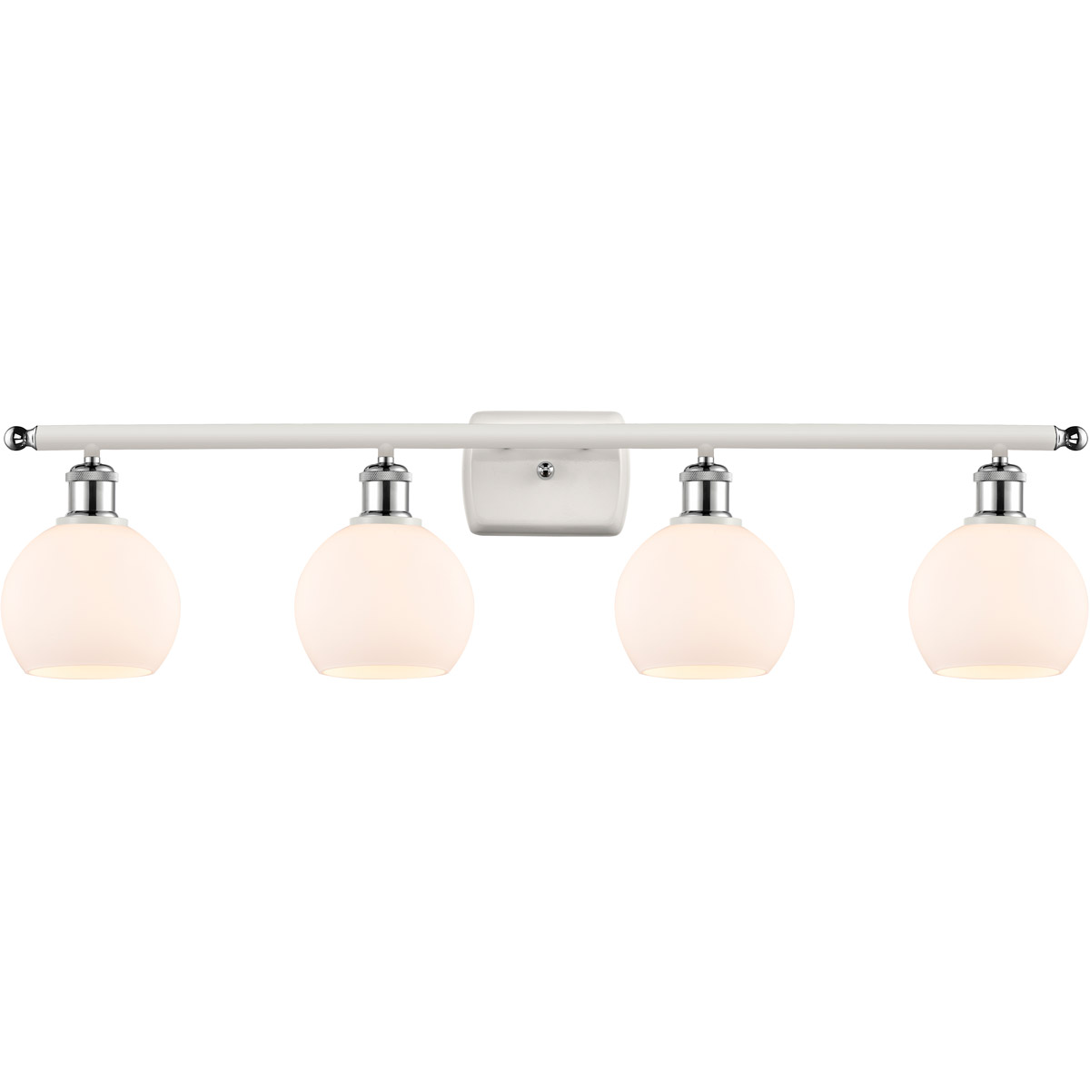 Innovations Lighting 516-4W-WPC-G121-6 Ballston Athens 4 Light 36 inch White and Polished Chrome Bath Vanity Light Wall Light in Matte White Glass