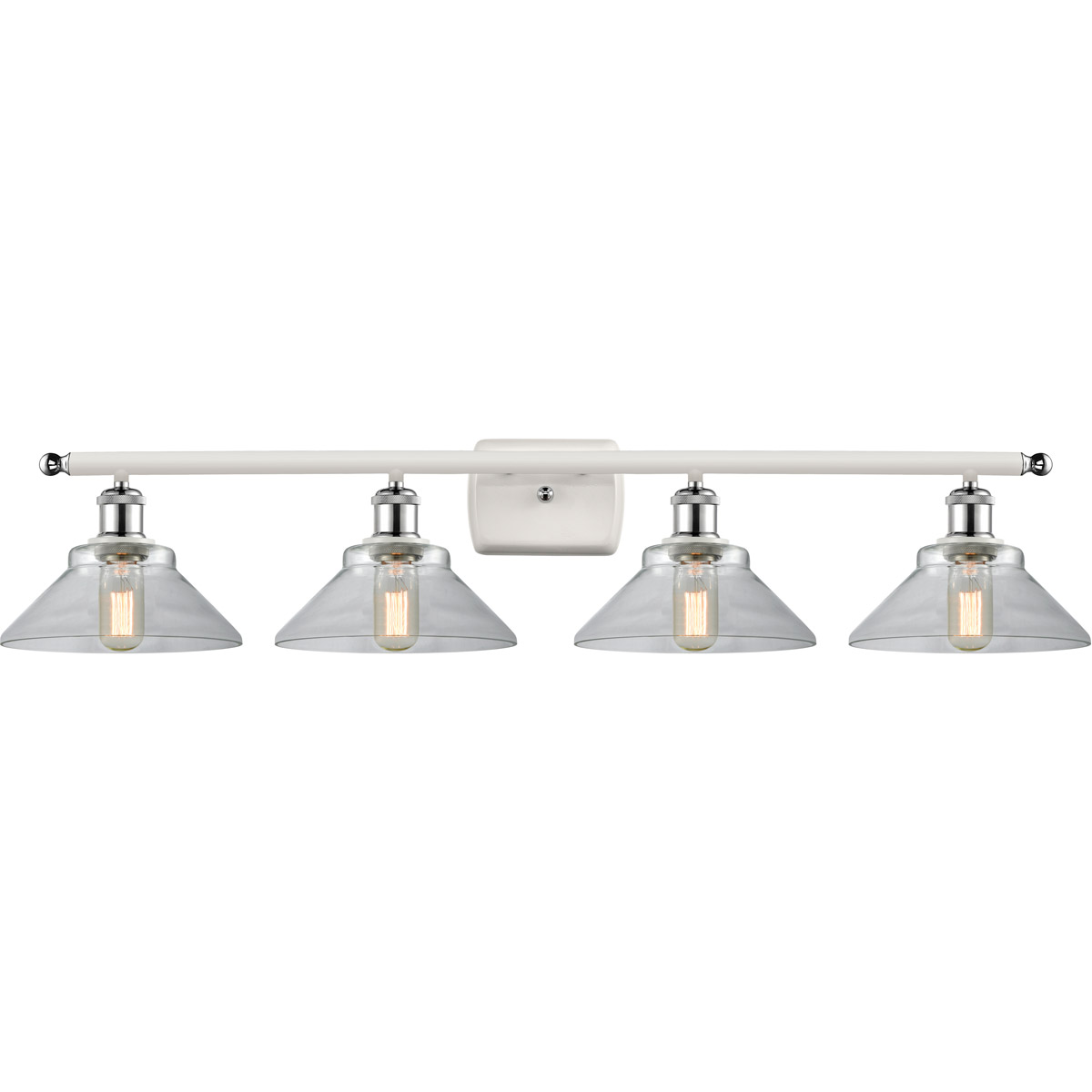 Innovations Lighting 516-4W-WPC-G132-LED Ballston Orwell LED 36 inch White and Polished Chrome Bath Vanity Light Wall Light in Clear Glass, Ballston