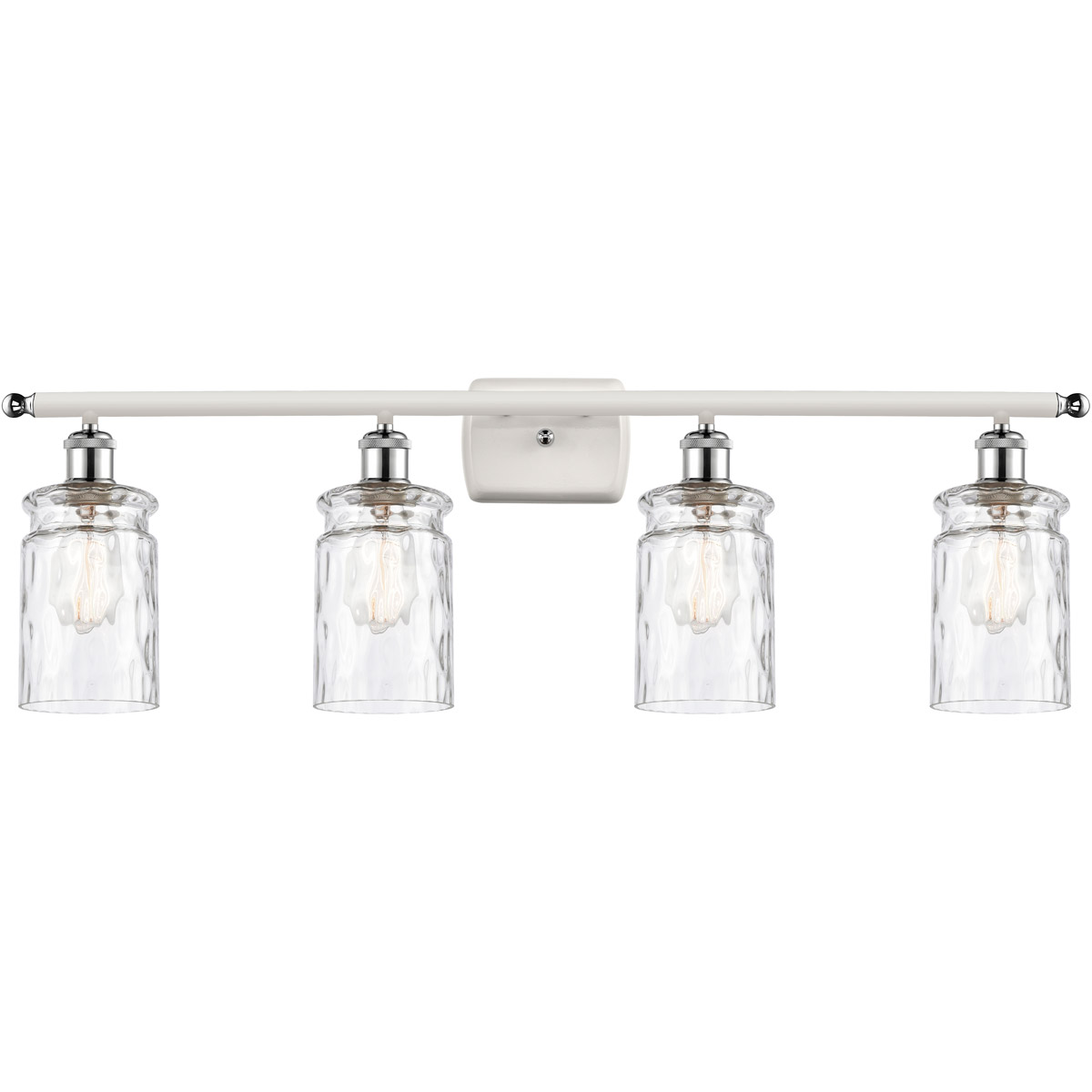 Innovations Lighting 516-4W-WPC-G352-LED Ballston Candor LED 36 inch White and Polished Chrome Bath Vanity Light Wall Light in Clear Waterglass, Balls