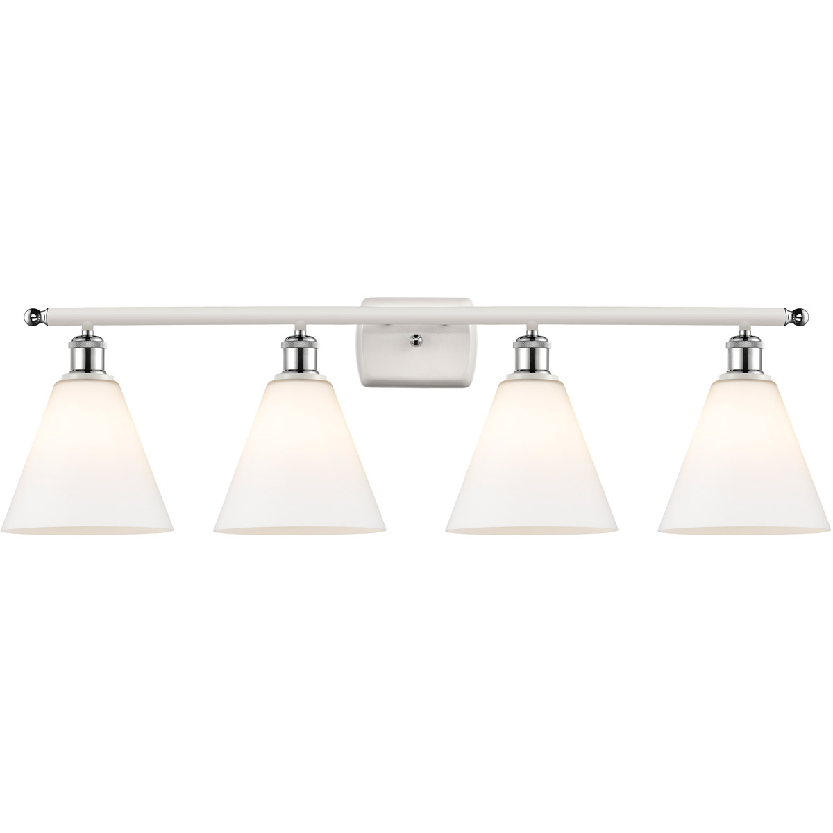 Innovations Lighting 516-4W-WPC-GBC-81 Ballston Ballston Cone 4 Light 38 inch White and Polished Chrome Bath Vanity Light Wall Light in Matte White Gl