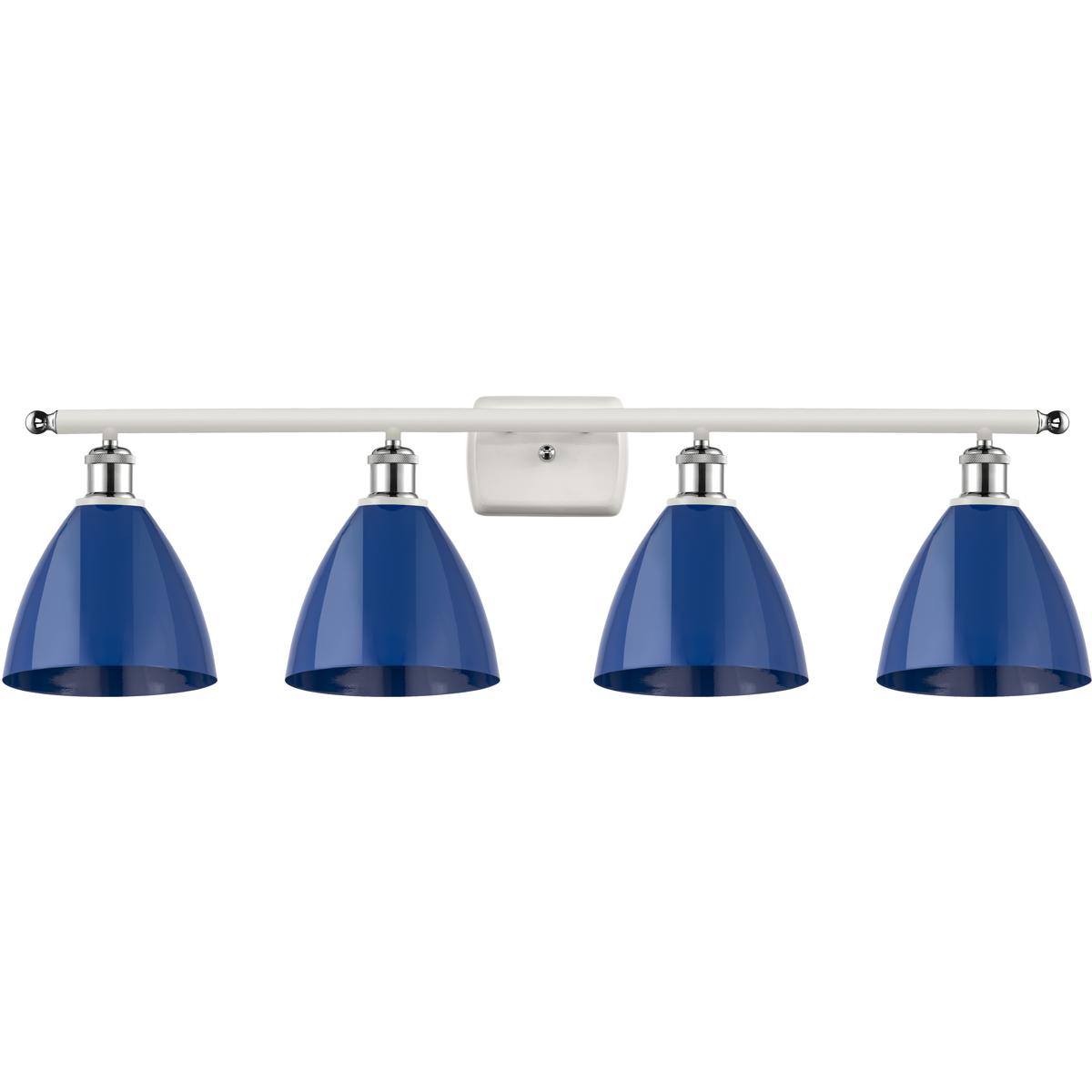 Innovations Lighting 516-4W-WPC-MBD-75-BL Ballston Plymouth Dome 4 Light 38 inch White and Polished Chrome Bath Vanity Light Wall Light in Matte Blue