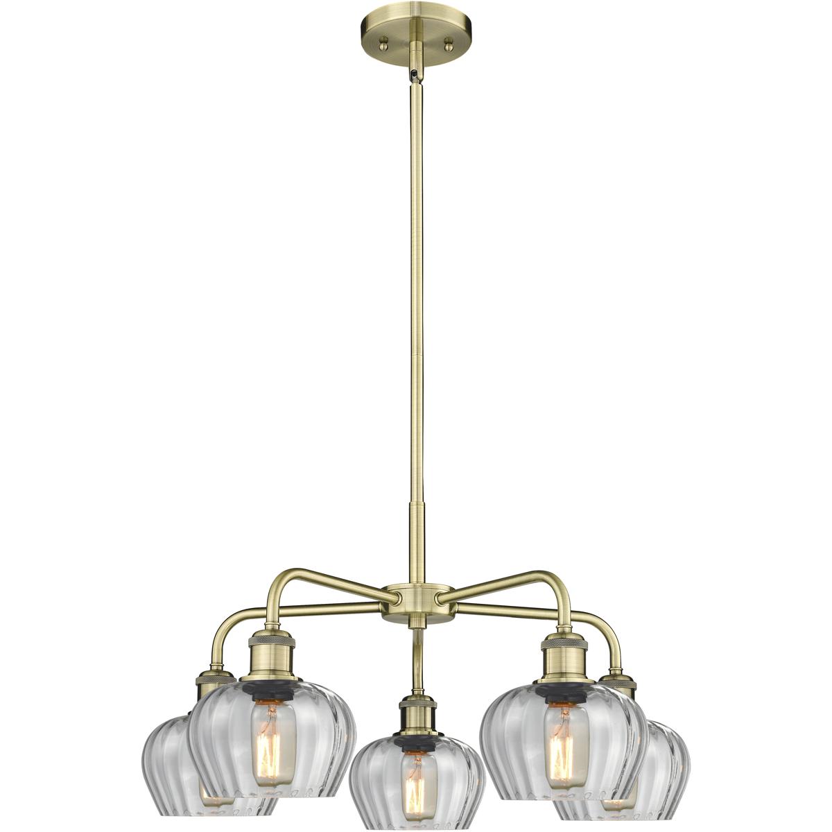 Innovations Lighting 516-5CR-AB-G92 Fenton 5 Light 24.5 inch Antique Brass Chandelier Ceiling Light in Clear Glass