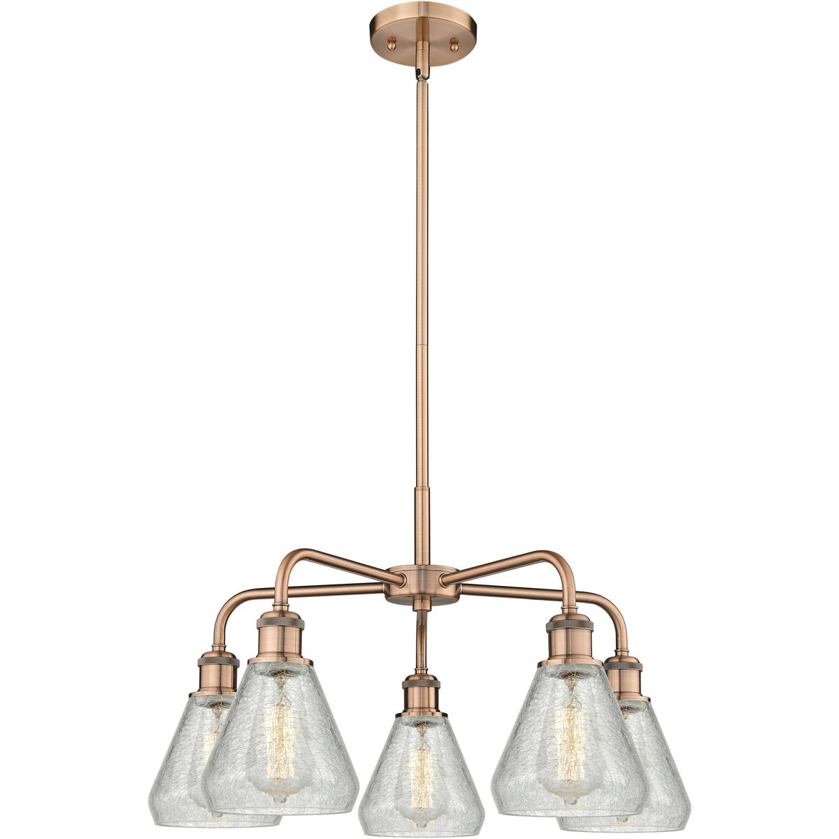 Innovations Lighting 516-5CR-AC-G275 Conesus 5 Light 24 inch Antique Copper Chandelier Ceiling Light