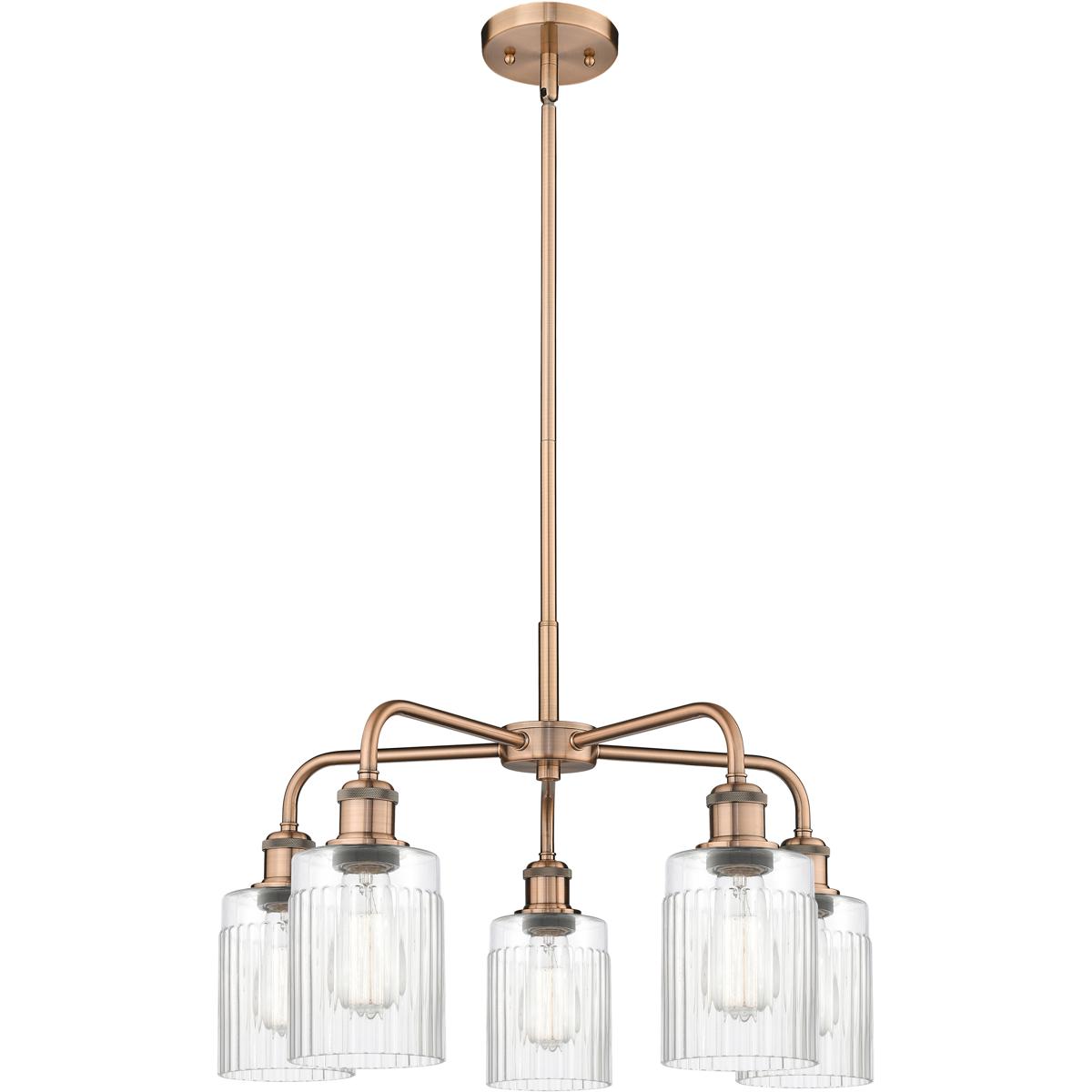 Innovations Lighting 516-5CR-AC-G342 Hadley 5 Light 22.5 inch Antique Copper Chandelier Ceiling Light in Clear Glass