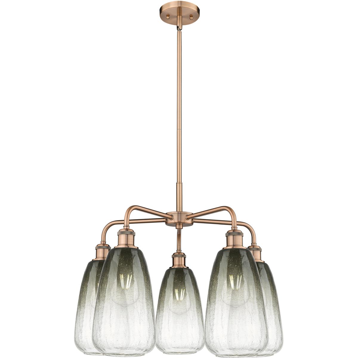 Innovations Lighting 516-5CR-AC-G480-6SL Ballston Brookhaven Almond 5 Light 24.5 inch Antique Copper Chandelier Ceiling Light in Slate Glass