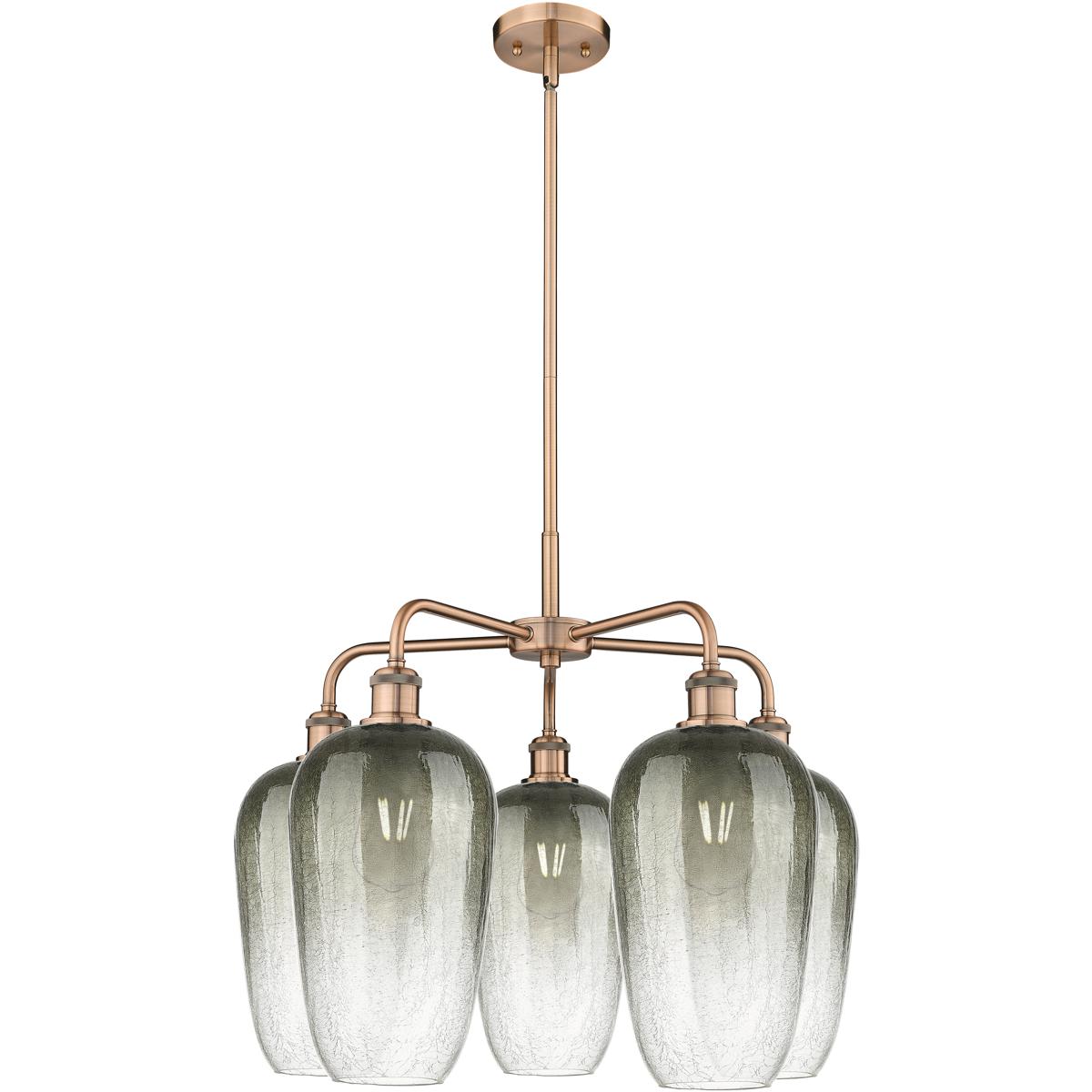 Innovations Lighting 516-5CR-AC-G484-7SL Ballston Brookhaven Flute 5 Light 25.5 inch Antique Copper Chandelier Ceiling Light in Slate Glass