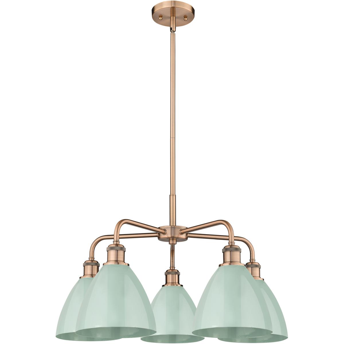 Innovations Lighting 516-5CR-AC-MBD-75-SF Ballston Dome 5 Light 25.5 inch Antique Copper Chandelier Ceiling Light in Seafoam