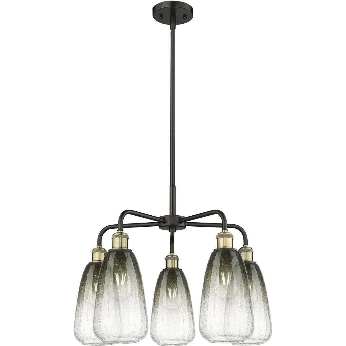 Innovations Lighting 516-5CR-BAB-G480-6SL Ballston Brookhaven Almond 5 Light 24.5 inch Black Antique Brass Chandelier Ceiling Light in Slate Glass