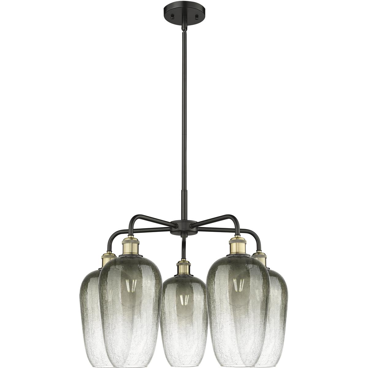 Innovations Lighting 516-5CR-BAB-G484-7SL Ballston Brookhaven Flute 5 Light 25.5 inch Black Antique Brass Chandelier Ceiling Light in Slate Glass