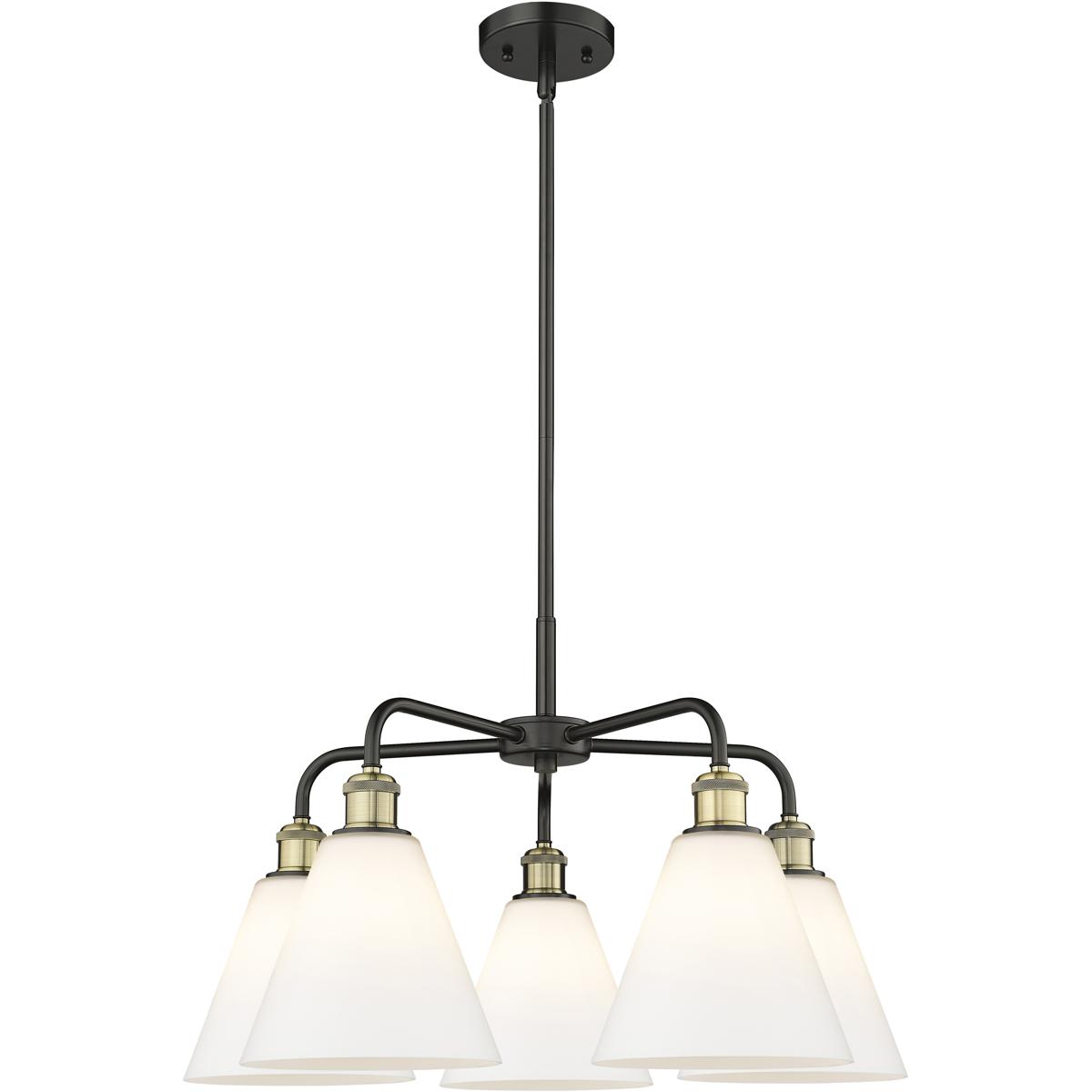 Innovations Lighting 516-5CR-BAB-GBC-81 Berkshire 5 Light 26 inch Black Antique Brass Chandelier Ceiling Light in Matte White Glass
