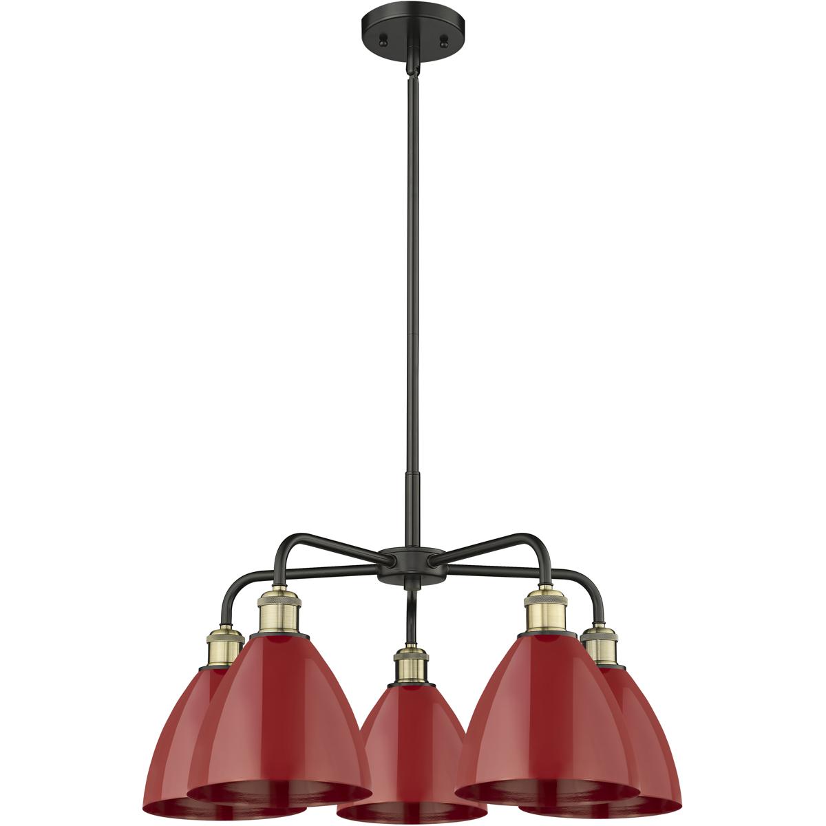 Innovations Lighting 516-5CR-BAB-MBD-75-RD Ballston Dome 5 Light 25.5 inch Black Antique Brass Chandelier Ceiling Light in Red