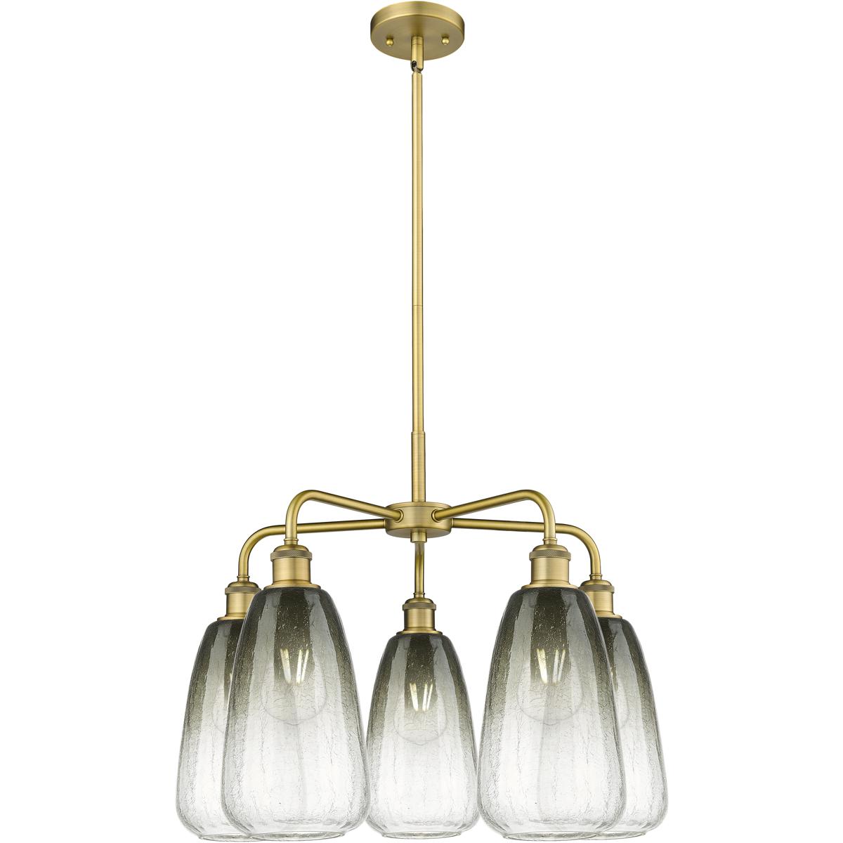Innovations Lighting 516-5CR-BB-G480-6SL Ballston Brookhaven Almond 5 Light 24.5 inch Brushed Brass Chandelier Ceiling Light in Slate Glass