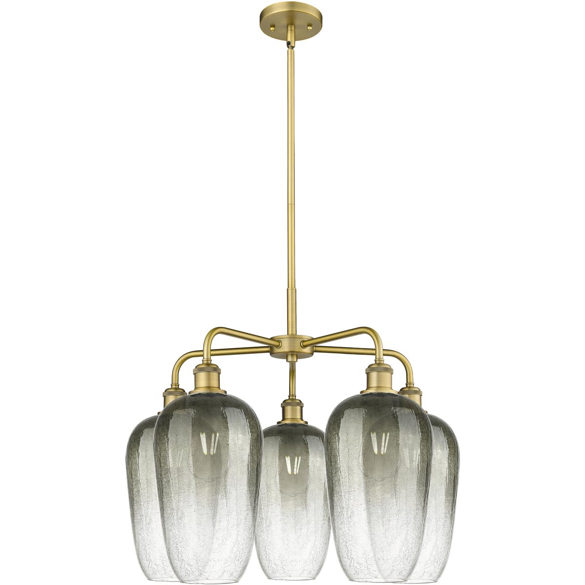 Innovations Lighting 516-5CR-BB-G484-7SL Ballston Brookhaven Flute 5 Light 25.5 inch Brushed Brass Chandelier Ceiling Light in Slate Glass