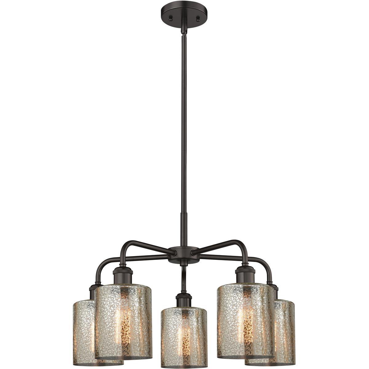 Innovations Lighting 516-5CR-OB-G116 Cobbleskill 5 Light 23 inch Oil Rubbed Bronze Chandelier Ceiling Light in Mercury Glass