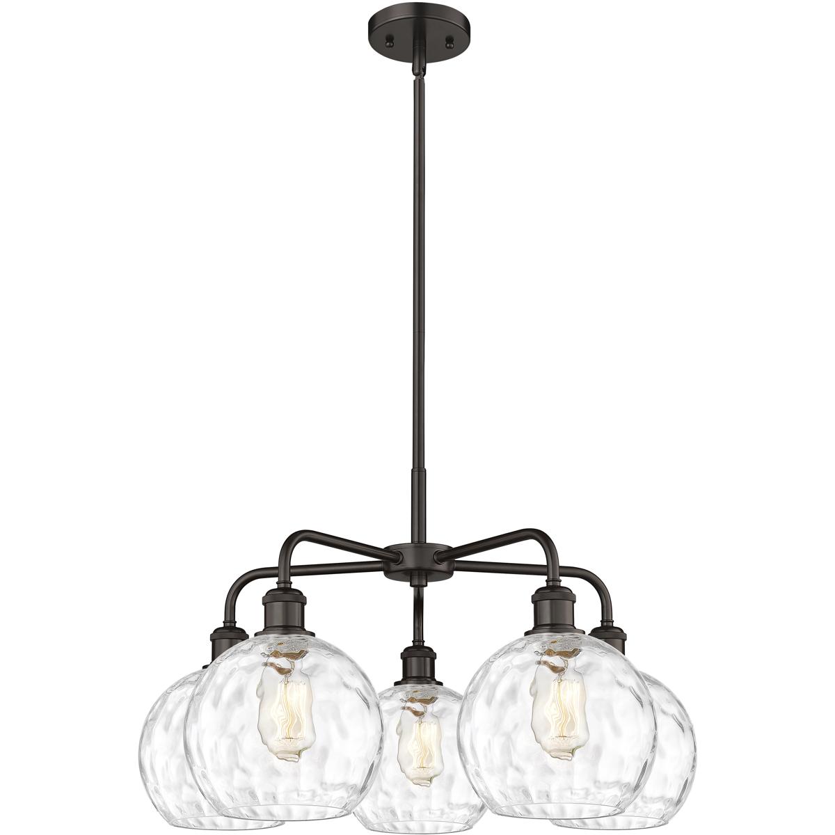 Innovations Lighting 516-5CR-OB-G1215-8 Athens Water Glass 5 Light 26 inch Oil Rubbed Bronze Chandelier Ceiling Light