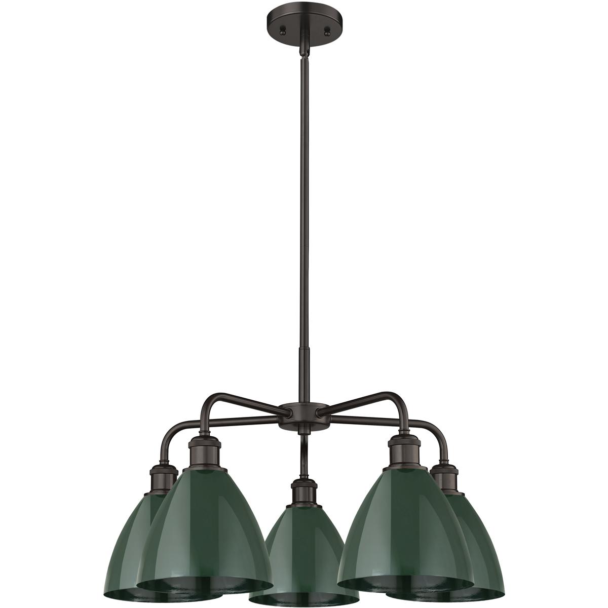 Innovations Lighting 516-5CR-OB-MBD-75-GR Ballston Dome 5 Light 25.5 inch Oil Rubbed Bronze Chandelier Ceiling Light in Green