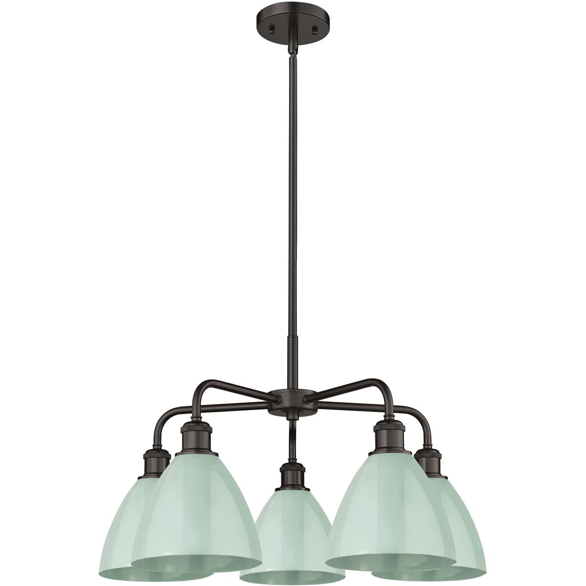 Innovations Lighting 516-5CR-OB-MBD-75-SF Ballston Dome 5 Light 25.5 inch Oil Rubbed Bronze Chandelier Ceiling Light in Seafoam