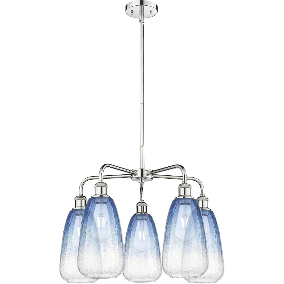 Innovations Lighting 516-5CR-PC-G480-6SB Ballston Brookhaven Almond 5 Light 24.5 inch Polished Chrome Chandelier Ceiling Light in Sapphire Blue Glass