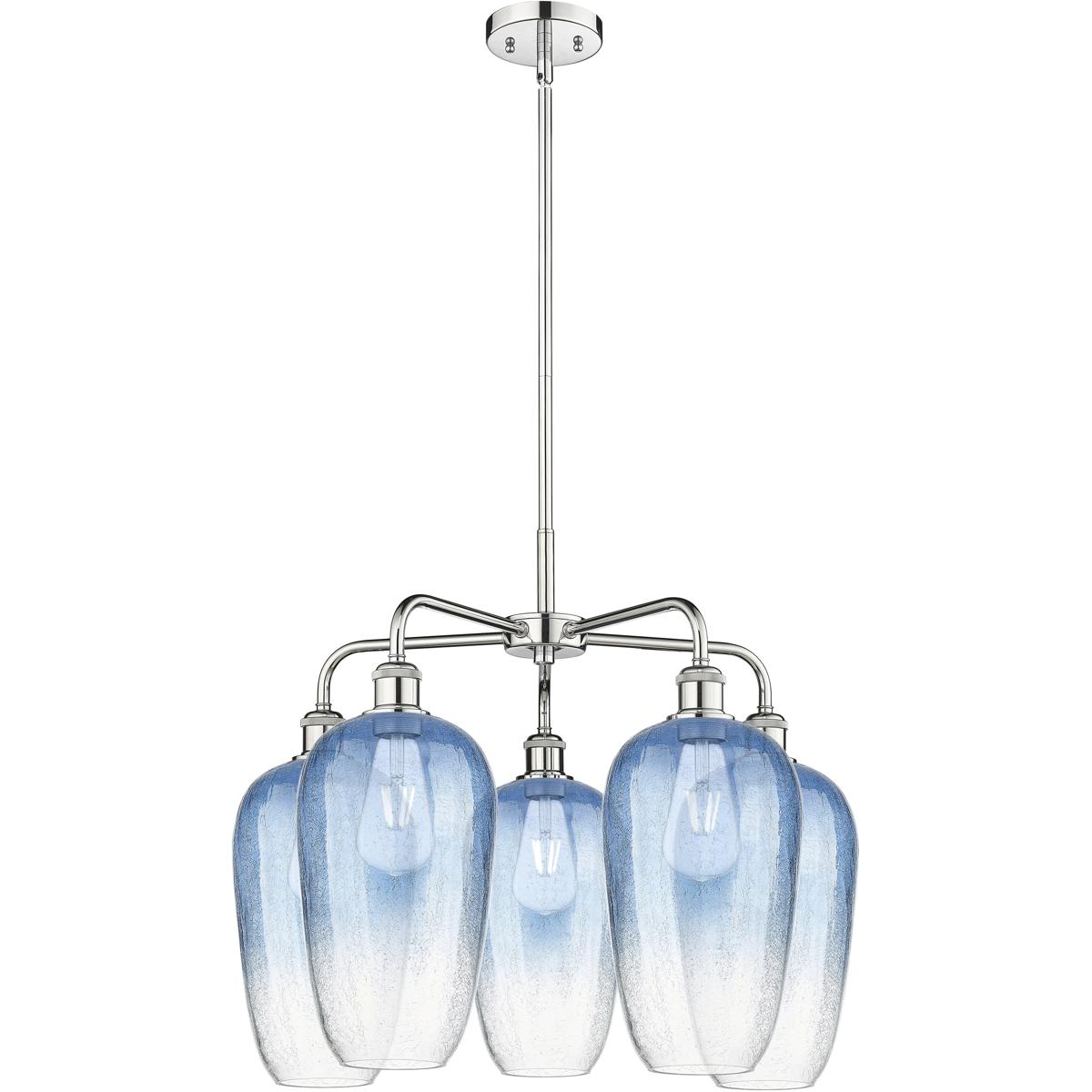 Innovations Lighting 516-5CR-PC-G484-7SB Ballston Brookhaven Flute 5 Light 25.5 inch Polished Chrome Chandelier Ceiling Light in Sapphire Blue Glass