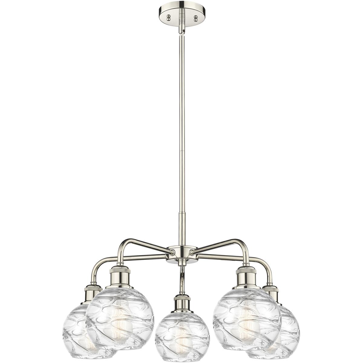 Innovations Lighting 516-5CR-PN-G1213-6 Athens Deco Swirl 5 Light 23.88 inch Polished Nickel Chandelier Ceiling Light in Clear Deco Swirl Glass