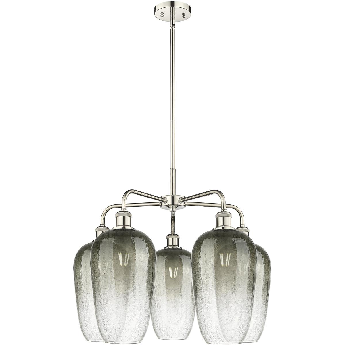 Innovations Lighting 516-5CR-PN-G484-7SL Ballston Brookhaven Flute 5 Light 25.5 inch Polished Nickel Chandelier Ceiling Light in Slate Glass